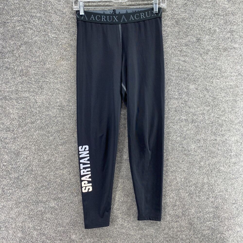Spartan Leggings Women M Medium Black Mid Rise Capri Pull On Elastic Waist